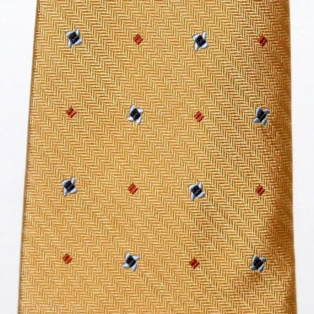 Peter Millar Necktie yellow 100% silk abstract gold